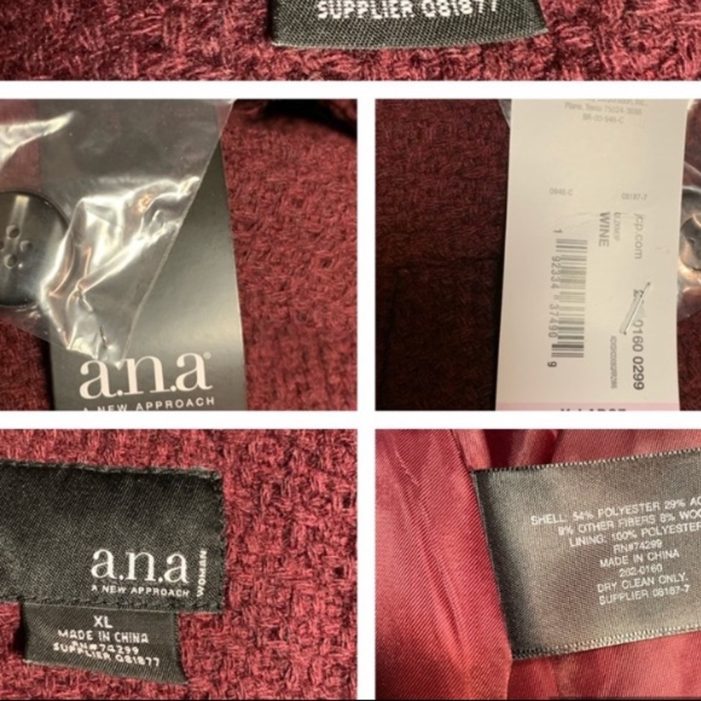 A.N.A heavyweight peacoat wine colored JCPenny new - Picture 7 of 7